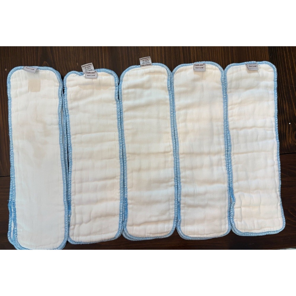 11 Cloth-eez Cotton Inserts Cloth Diapers Blue Serged Edges Large
